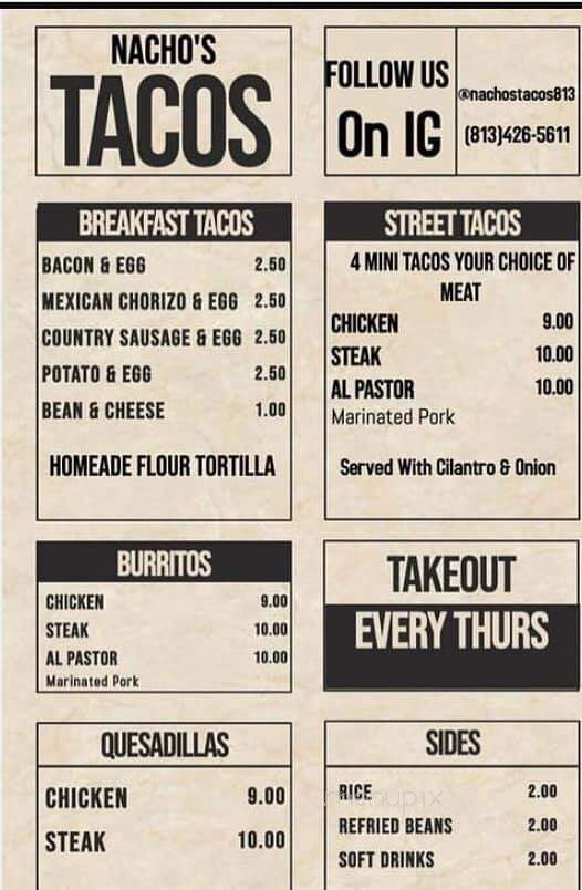 Nacho Tacos - Tampa, FL menu_pic