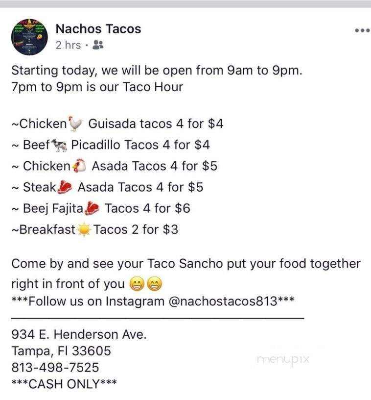 Nacho Tacos - Tampa, FL menu_pic