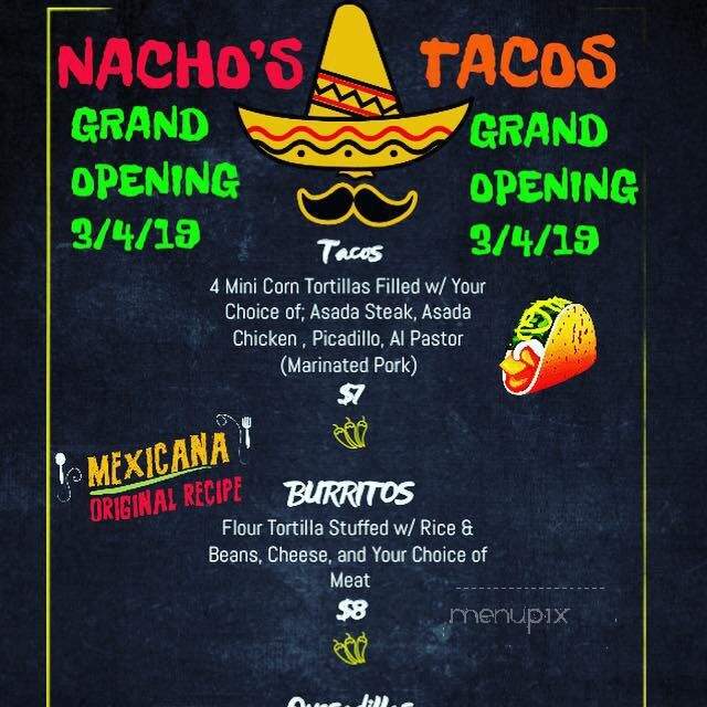 Nacho Tacos - Tampa, FL menu_pic