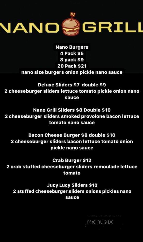 Nano Grill - Lancaster, PA menu_pic