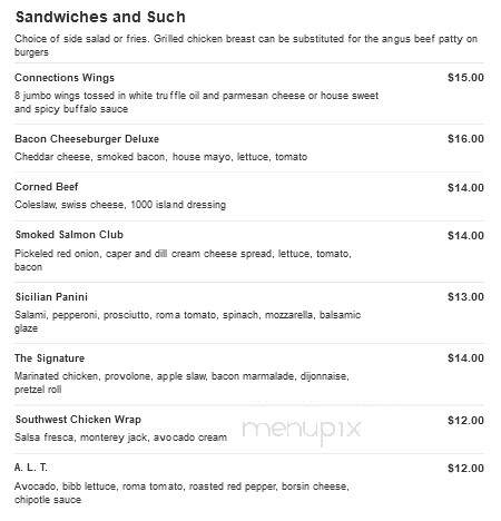 Connections - Romulus, MI menu_pic