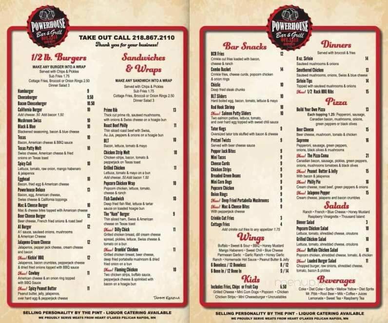 Rothsay Powerhouse - Rothsay, MN menu_pic