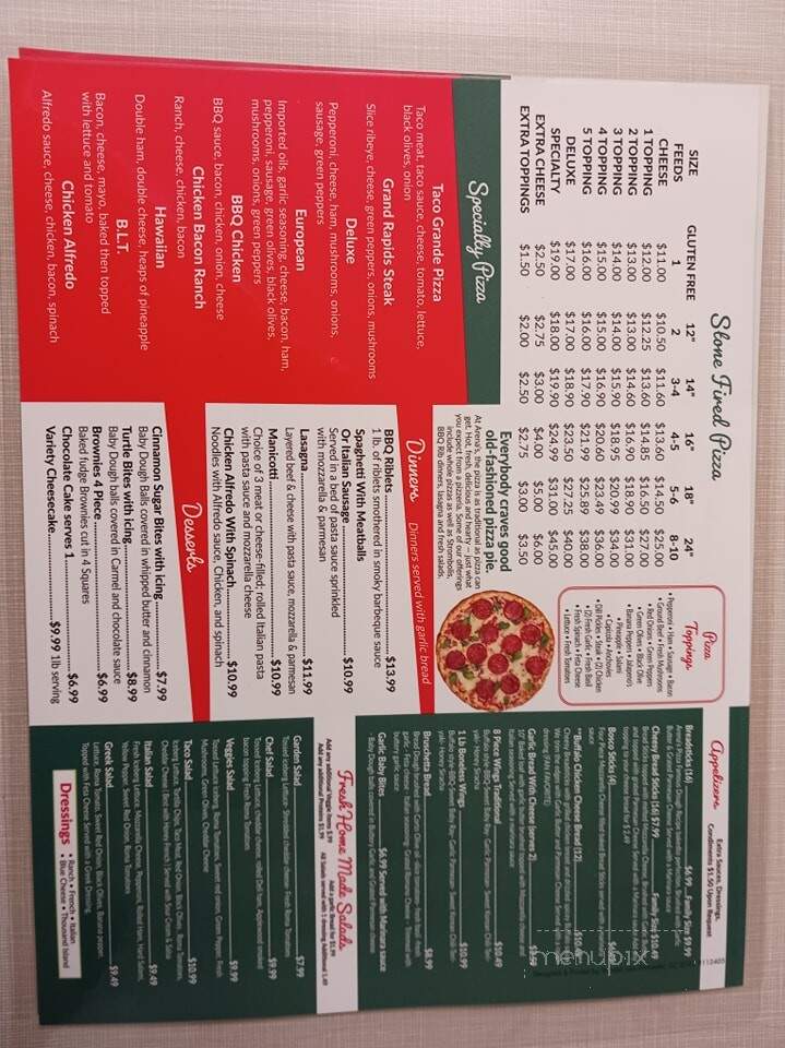 Arena's Pizza - Martin, MI menu_pic