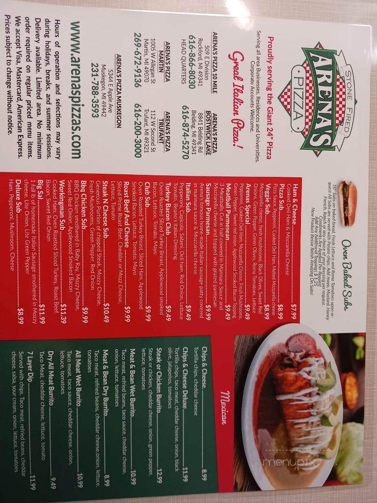 Arena's Pizza - Martin, MI menu_pic