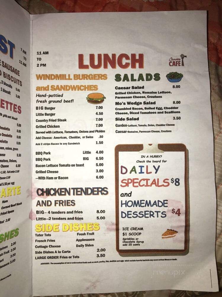 Crums Windmill Cafe - Okeechobee, FL menu_pic