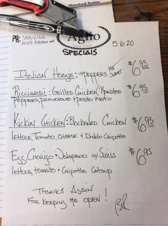 Aglio - Scranton, PA menu_pic