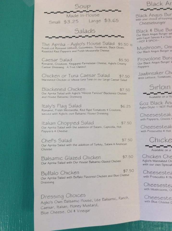 Aglio - Scranton, PA menu_pic