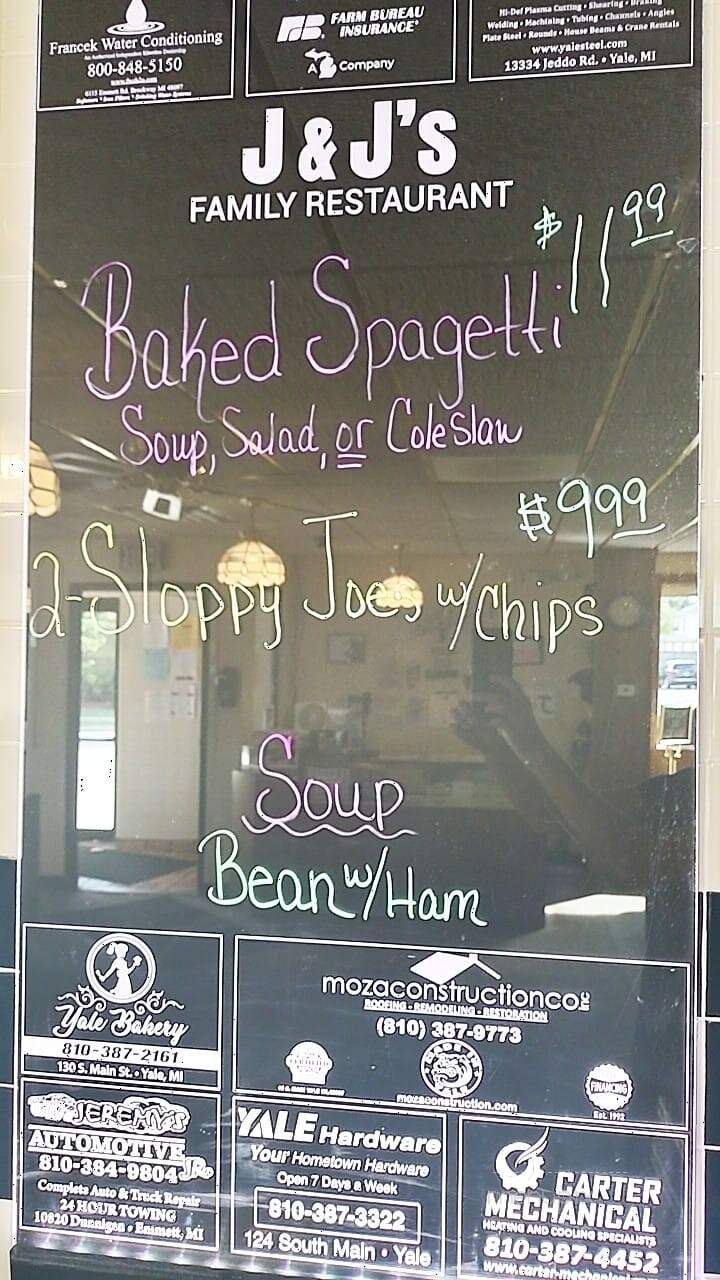 J & J's Family Restaurant - Yale, MI menu_pic