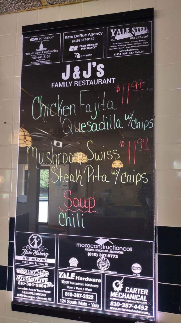 J & J's Family Restaurant - Yale, MI menu_pic