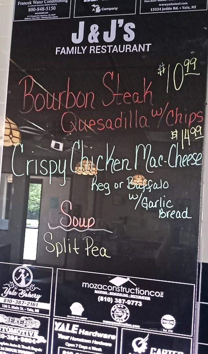 J & J's Family Restaurant - Yale, MI menu_pic