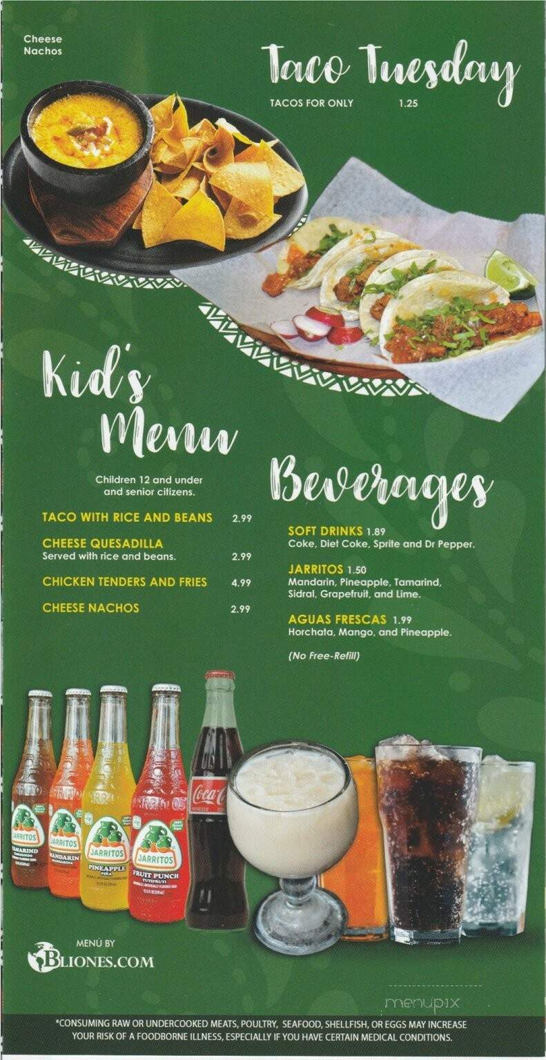Placeritos Mexican Restaurant - Calhoun, GA menu_pic