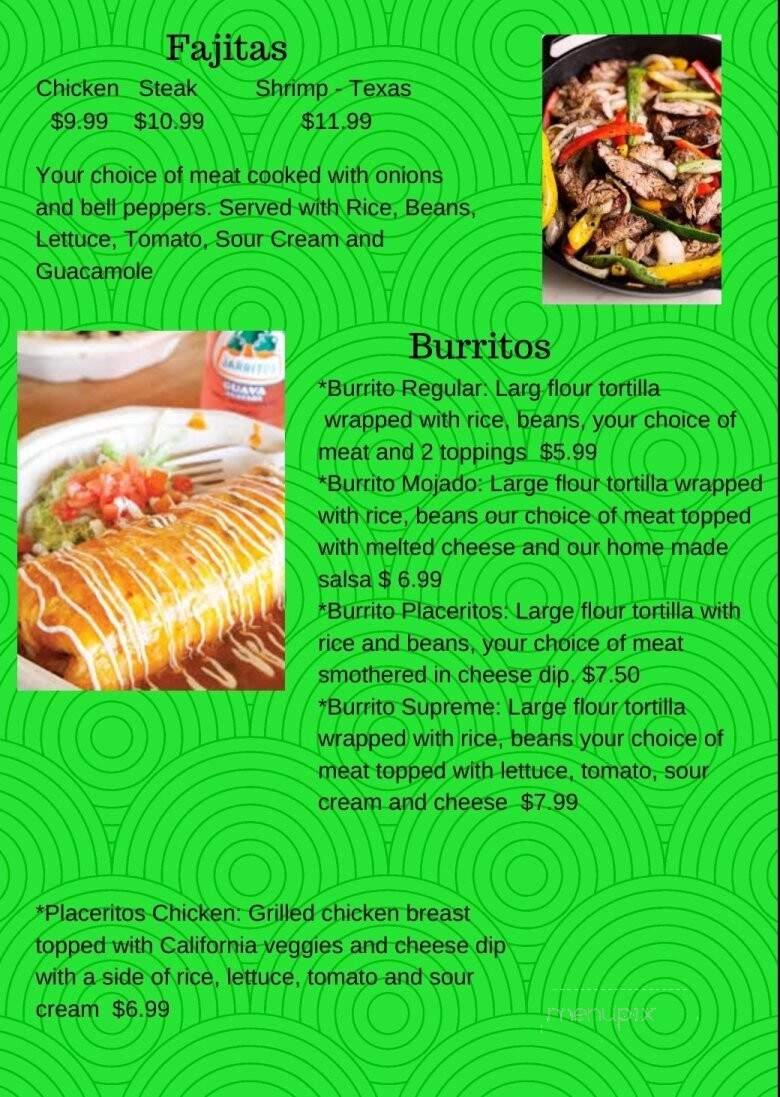Placeritos Mexican Restaurant - Calhoun, GA menu_pic