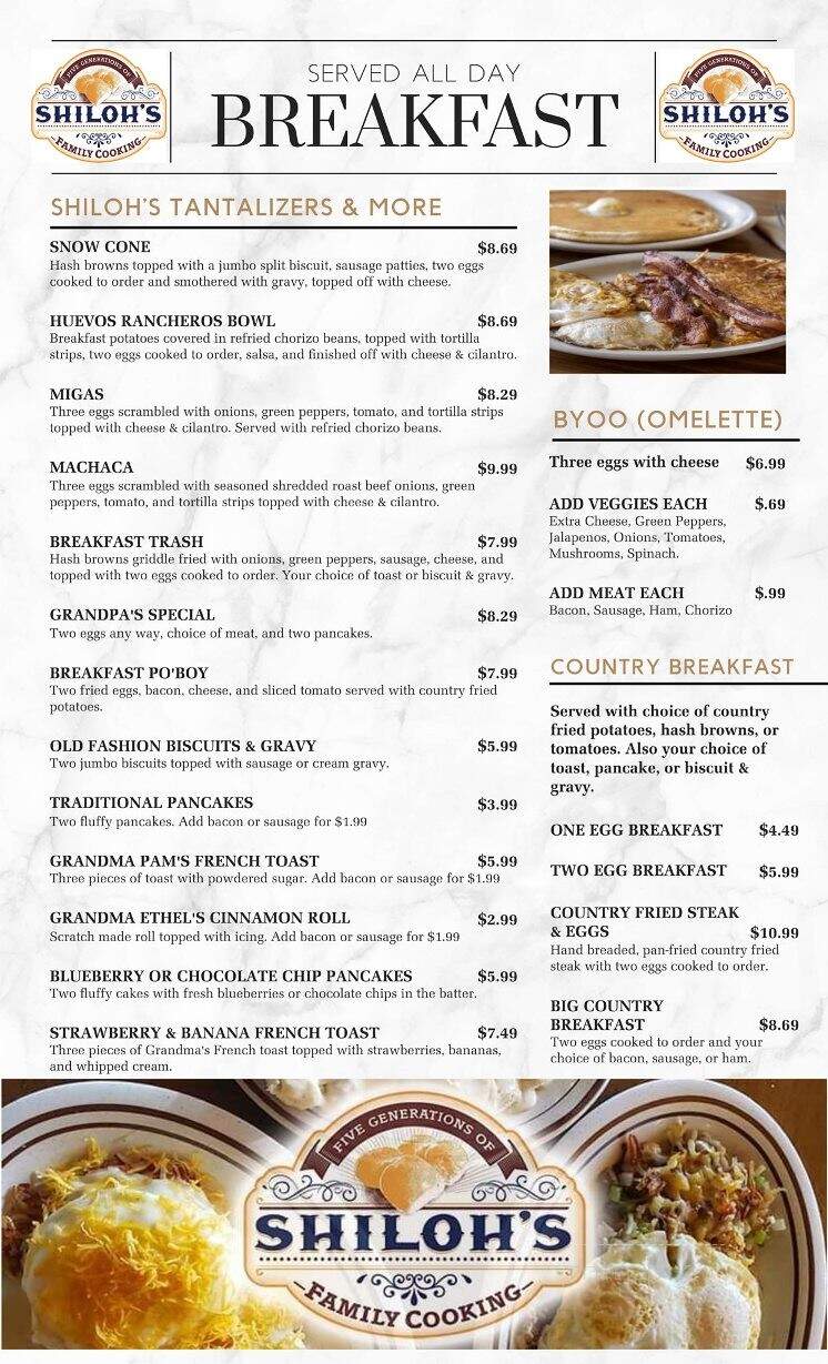 Shiloh's - Cleveland, OK menu_pic