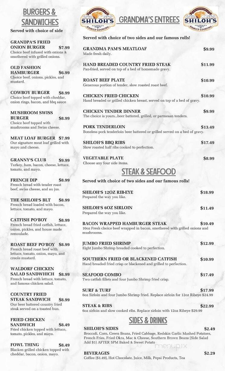 Shiloh's - Cleveland, OK menu_pic