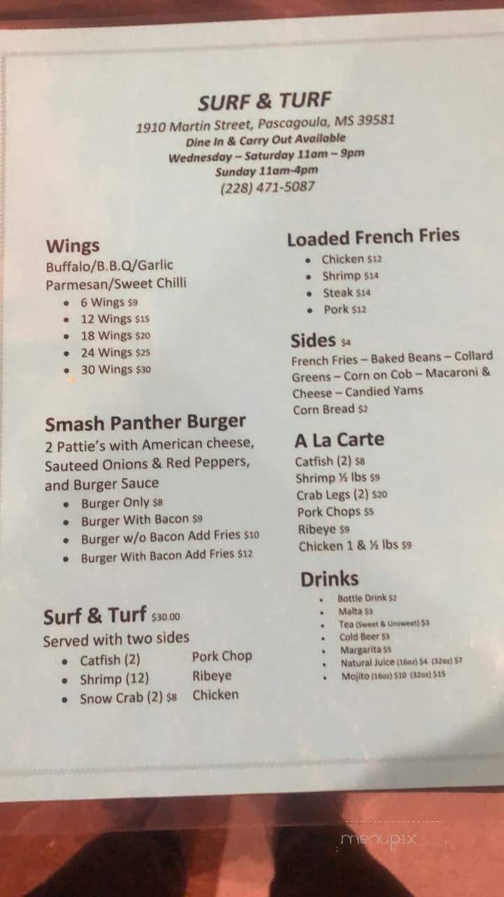 Surf and Turf - Pascagoula, MS menu_pic