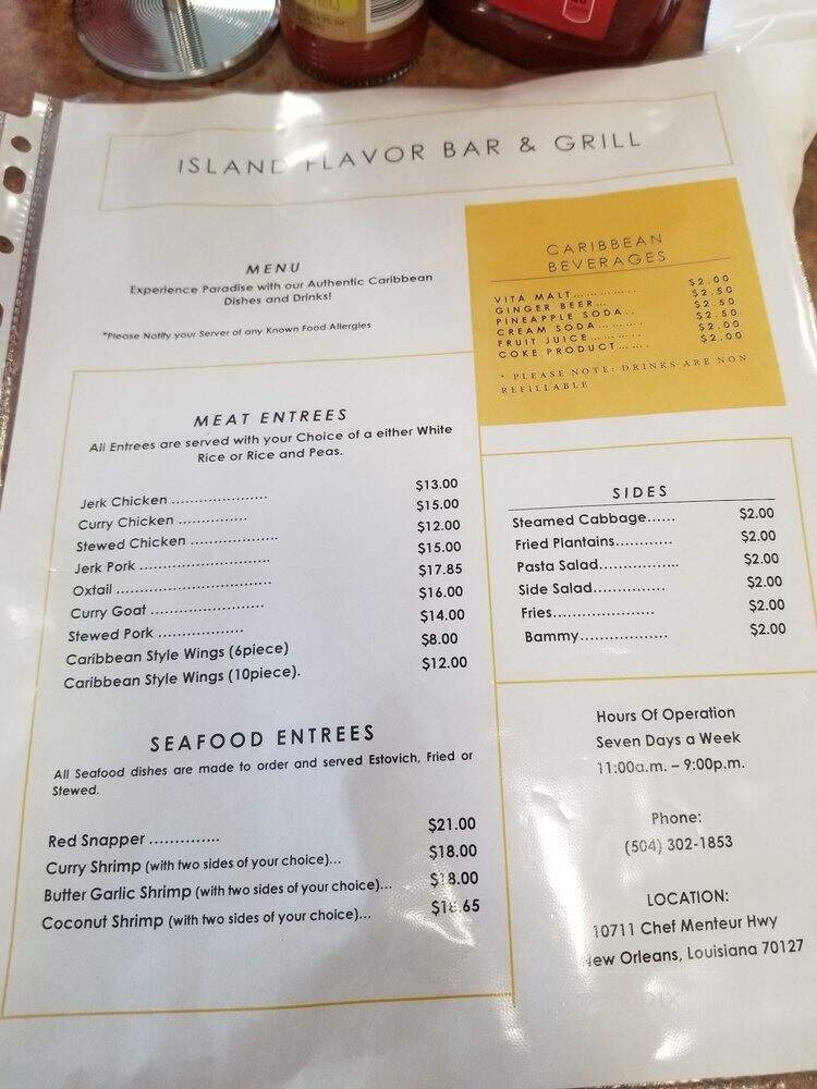 Island Flavor Bar & Grill - New Orleans, LA menu_pic