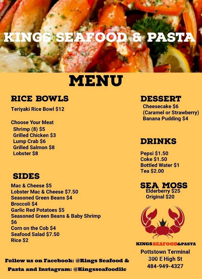 Kings Seafood & Pasta - POTTSTOWN, PA menu_pic
