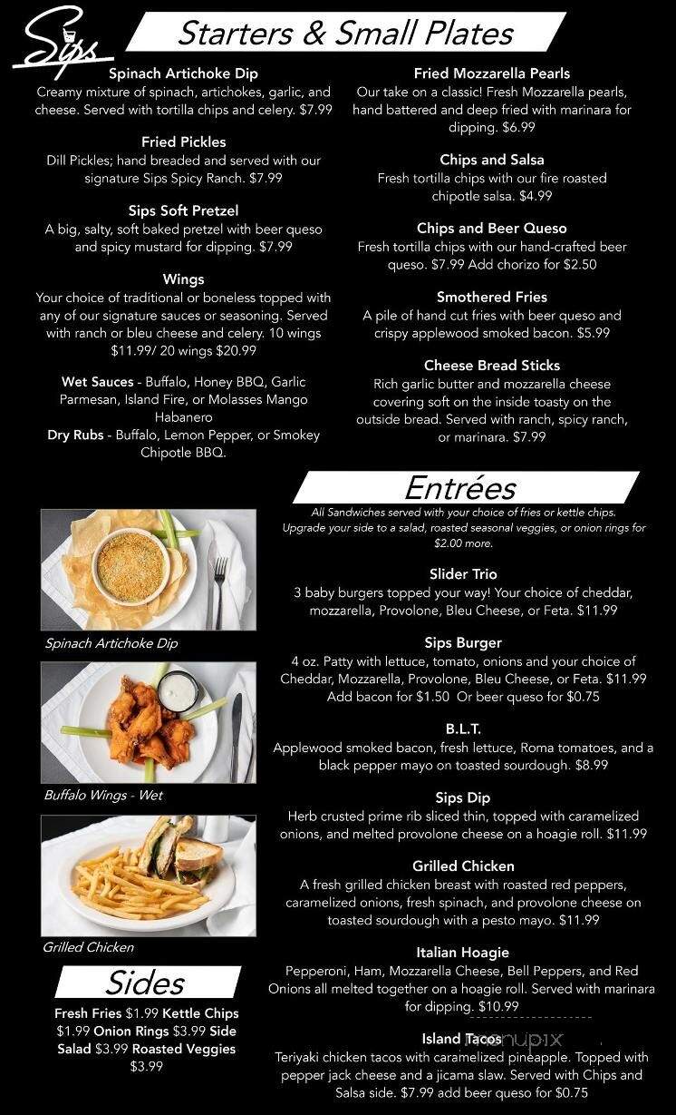 Sips Bar and Restaurant - Branson, MO menu_pic