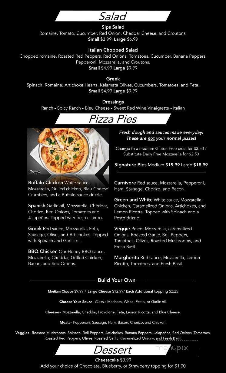Sips Bar and Restaurant - Branson, MO menu_pic