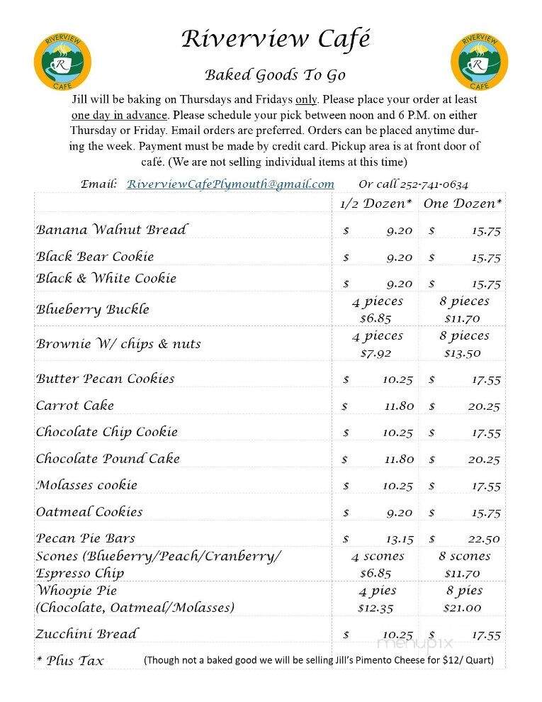 Riverview Cafe - Plymouth, NC menu_pic