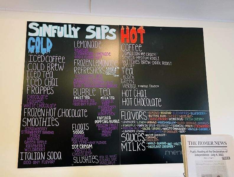 Sinfully Sweet Cafe - Homer, NY menu_pic