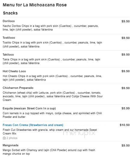 La Michoacana Rose - Edina, MN menu_pic