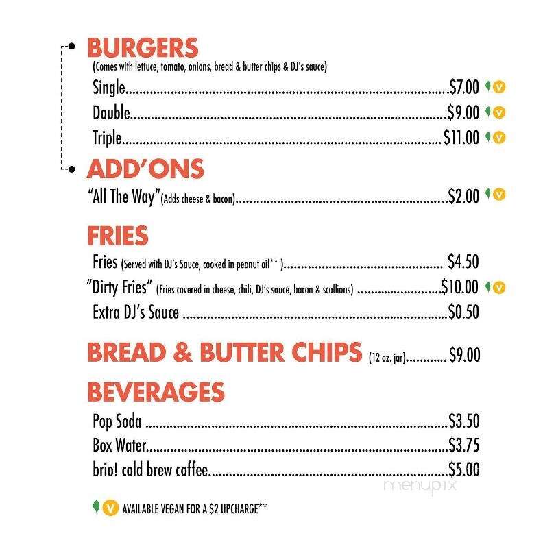 DJ's Cast Iron Burgers - Gainesville, FL menu_pic
