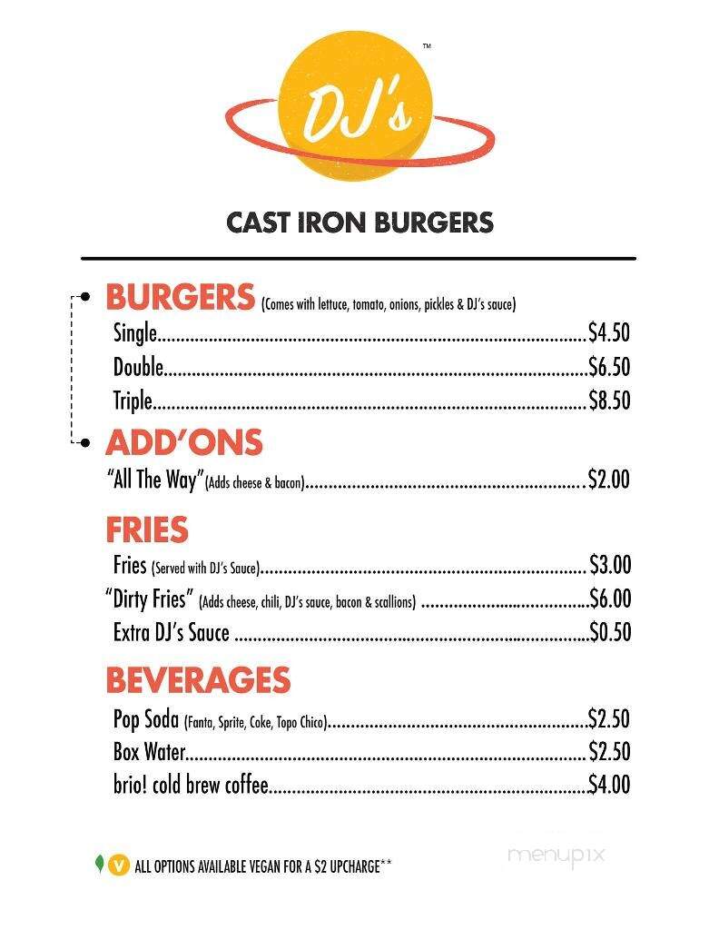 DJ's Cast Iron Burgers - Gainesville, FL menu_pic