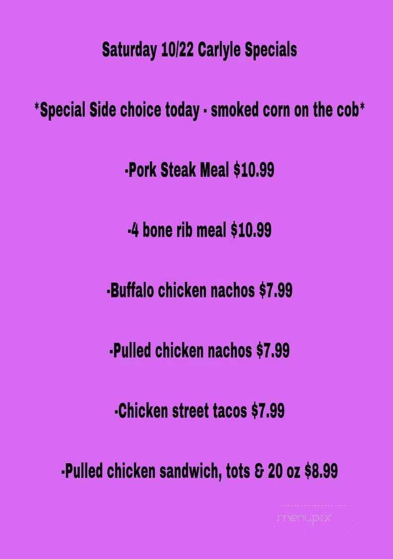 Chaddy Daddy's BBQ - Carlyle, IL menu_pic