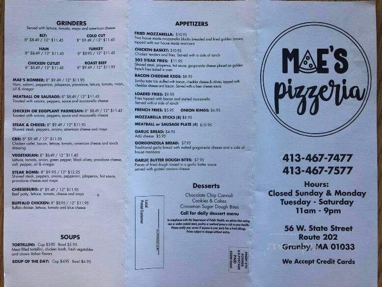 Mae's Pizzeria - Granby, MA
