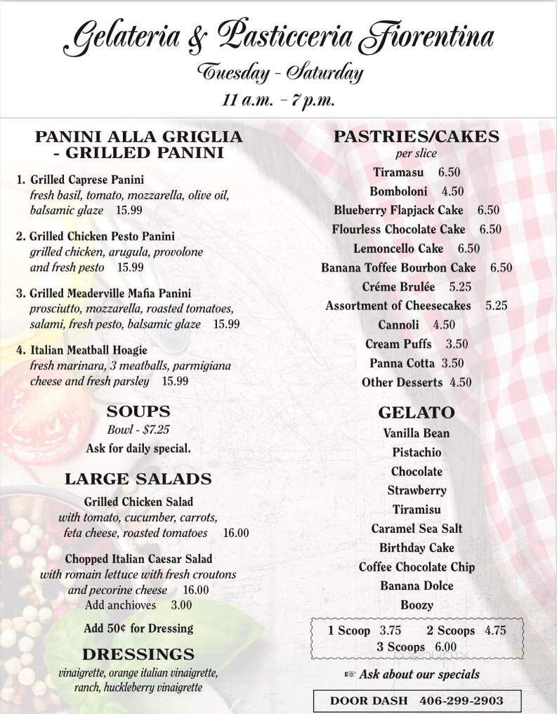 Gelateria & Pasticceria Fiorentina - Butte, MT menu_pic