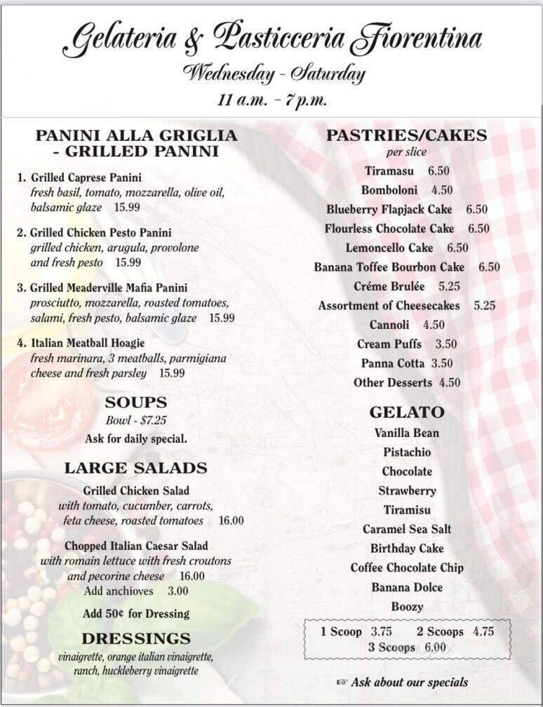 Gelateria & Pasticceria Fiorentina - Butte, MT menu_pic