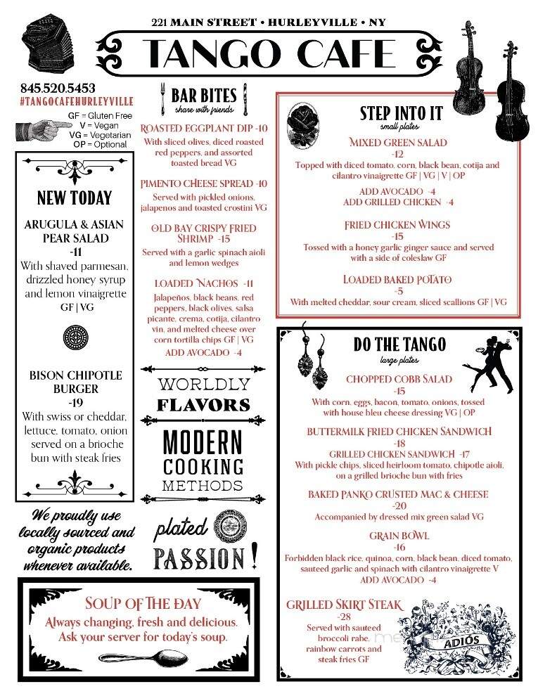 The Tango Cafe - Hurleyville, NY menu_pic