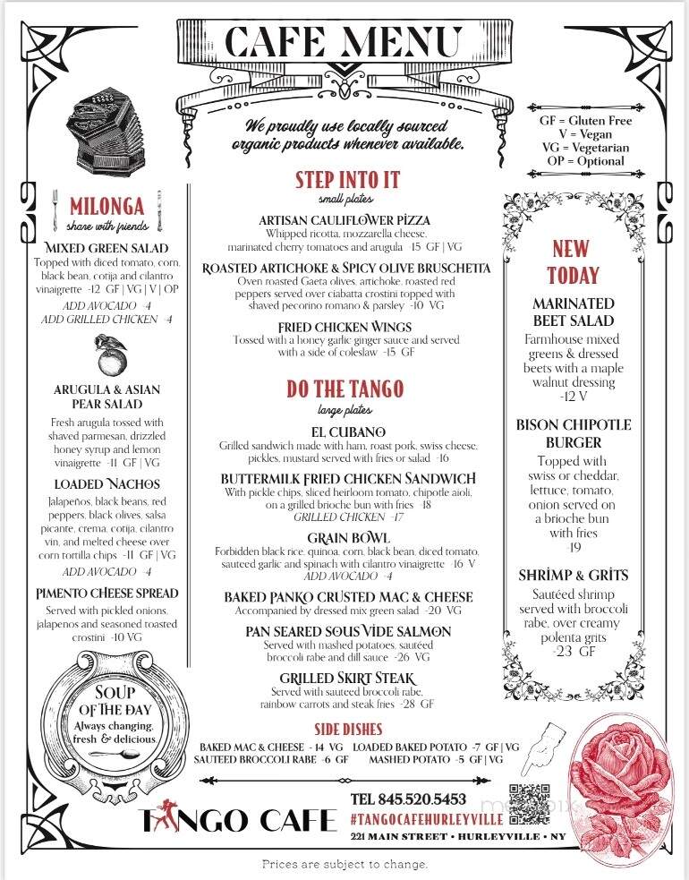 The Tango Cafe - Hurleyville, NY menu_pic