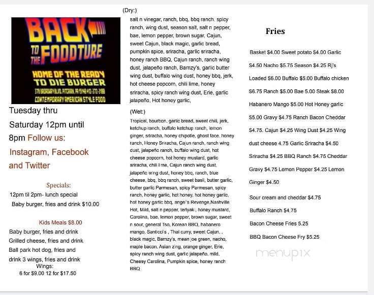 Back To the Foodture - Pittsburgh, PA menu_pic
