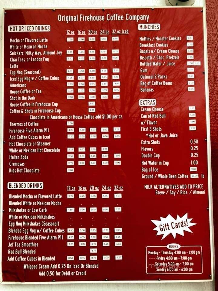 Firehouse Coffee - Eugene, OR menu_pic