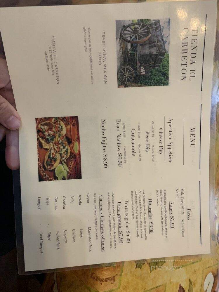 La Tienda Carreton - Oxford, MS menu_pic