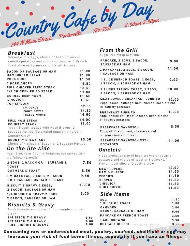 Country Cafe - Porterville, CA menu_pic