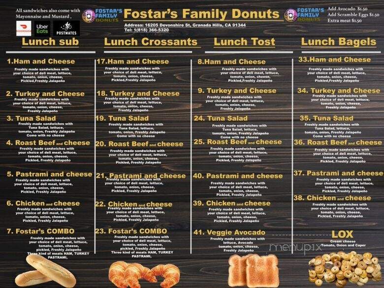 Foster's Donuts - Granada Hills, CA menu_pic