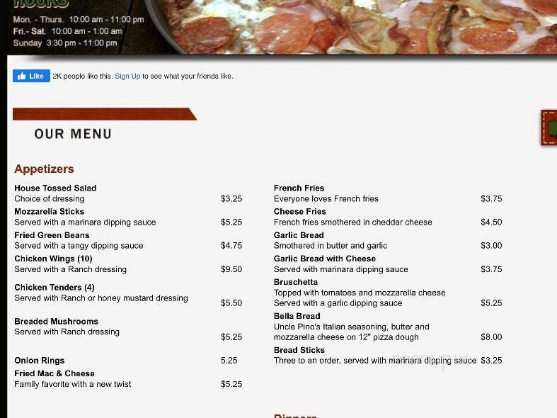Sam's La Roma Pizza House - Geneseo, IL menu_pic