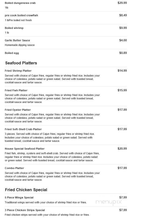 Kingfish Seafood Market - Slidell, LA menu_pic