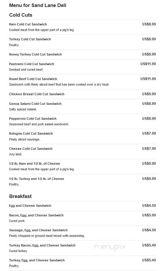 Sand Lane Deli - Staten Island, NY menu_pic