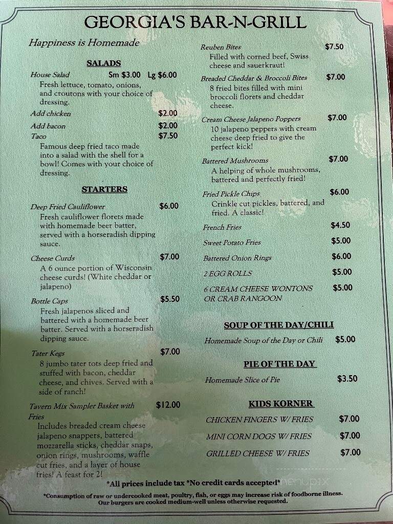 Downtown Barnes Bar & Grill - Solon Springs, WI menu_pic