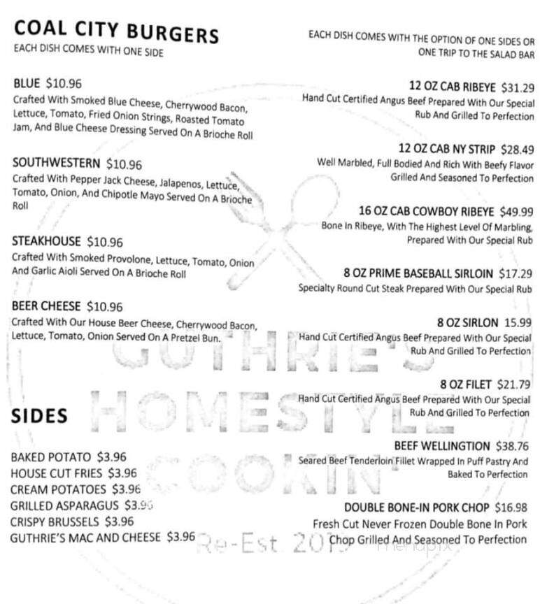 Guthries Homestyle Cookin - Jasper, AL menu_pic