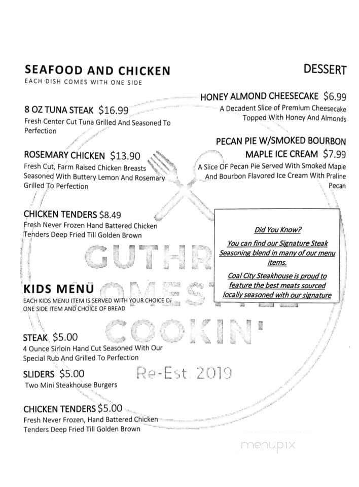 Guthries Homestyle Cookin - Jasper, AL menu_pic