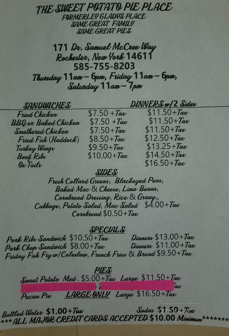 The Sweet Potato Pie Factory & More - Rochester, NY menu_pic