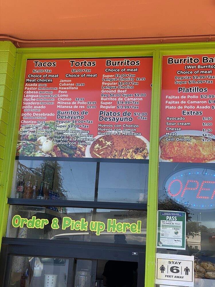 Tacos El Indio - Richmond, CA menu_pic