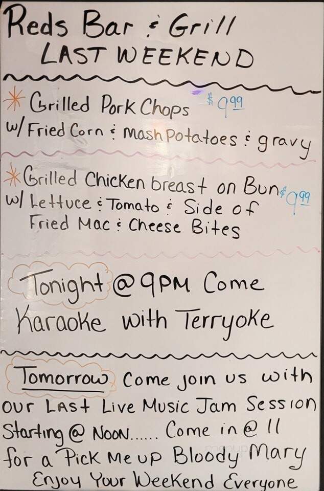 Reds Bar & Grill - Gresham, WI menu_pic