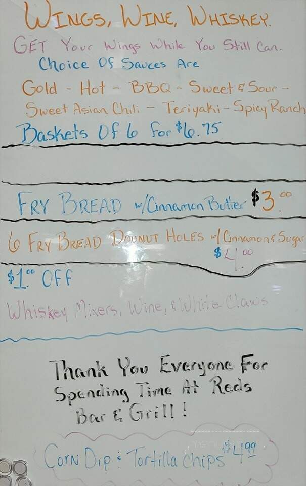 Reds Bar & Grill - Gresham, WI menu_pic