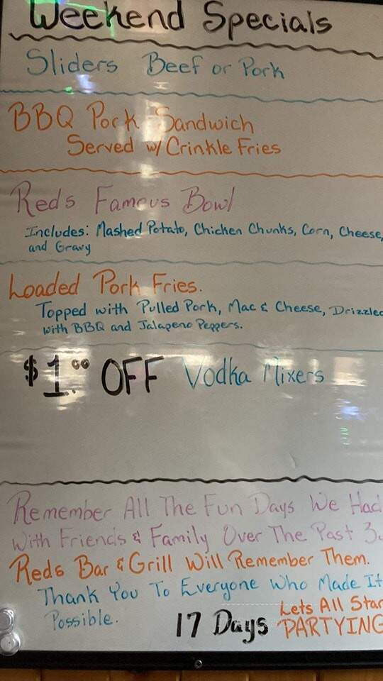Reds Bar & Grill - Gresham, WI menu_pic